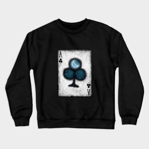 Ace of Clubs with Moon Crewneck Sweatshirt by DeneboArt